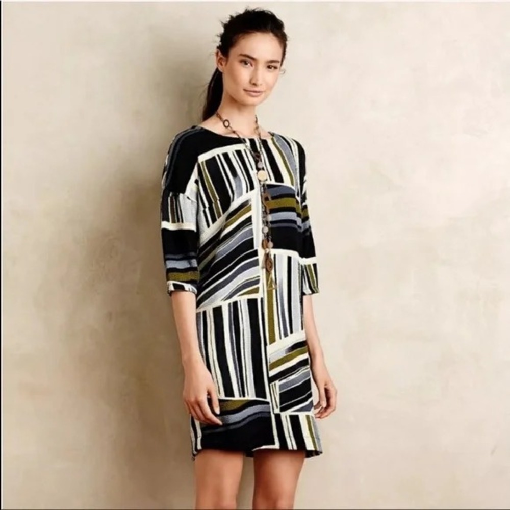 Weston Anthropologie Imagist Dress Small Modern Shift Art Geometric